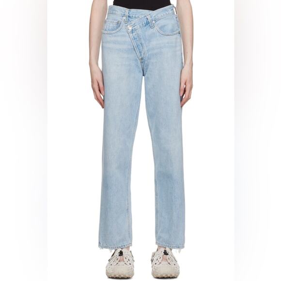 Agolde Criss Cross Dimension Blue Straight Leg High Rise Jeans Women’s Size 32 - Picture 10 of 10